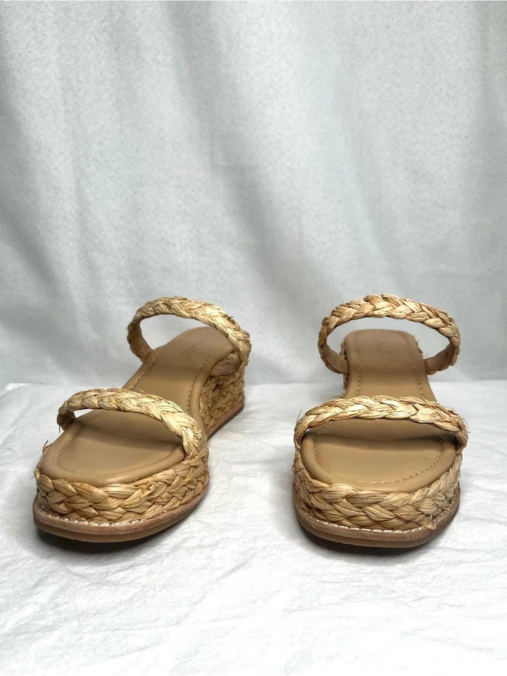 Splendid Raffia Platform Wedge Slide Sandals Natural Size 6 Like New
